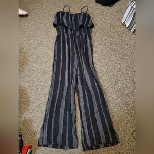 Black and white vertical stripped jumpsuit